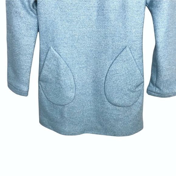 SSXR Blue Frill Neck Wool Blend Structured Mini Dress - Picture 4 of 11